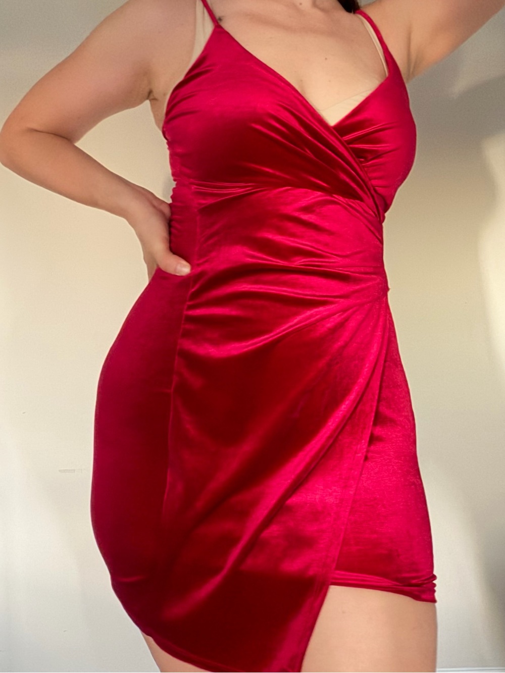 Windsor Red Velvet Wrap Mini Dress